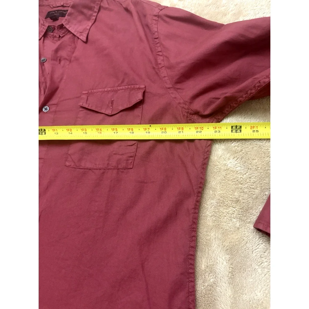 Banana Republic Mens oxford Shirt Sz L Log Sleeve Button Down Red Slim Fit cott